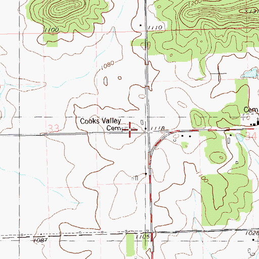 Topographic Map of Cooks Valley Church (historical), WI