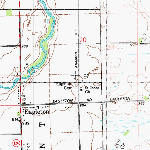 Topographic Map of Eagleton School (historical), WI