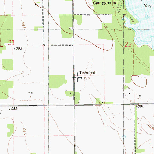 Topographic Map of Pine Grove School (historical), WI