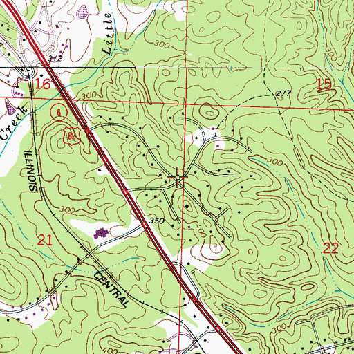 Topographic Map of Monticello Estates, AL