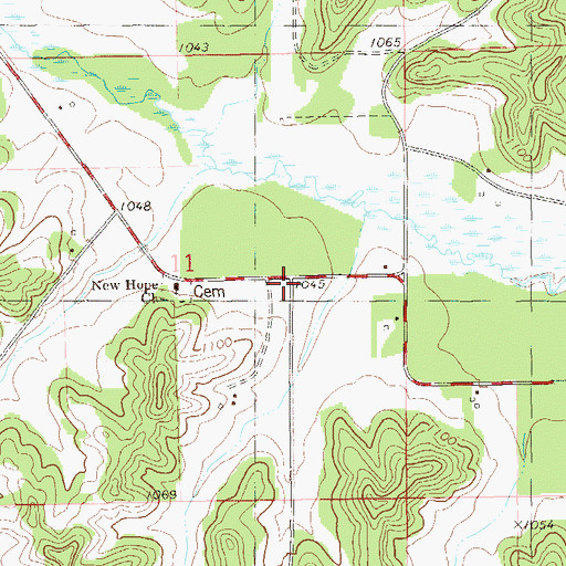 Topographic Map of Evergreen School (historical), WI