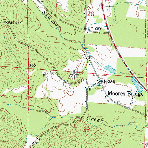 Topographic Map of Moores Bridge Cemetery, AL