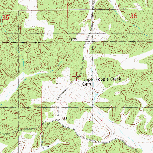 Topographic Map of Upper Popple Creek Church (historical), WI