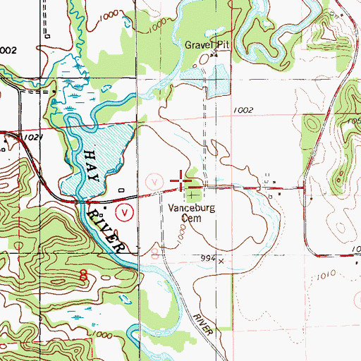 Topographic Map of Vanceburg School (historical), WI