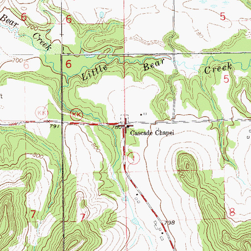 Topographic Map of Cascade School (historical), WI