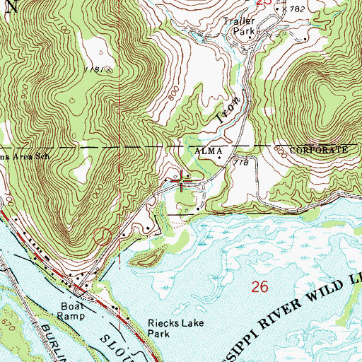 Topographic Map of Iron Creek School (historical), WI