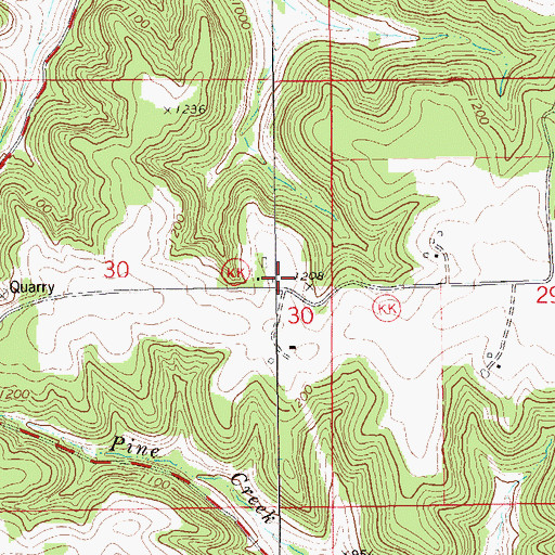 Topographic Map of Pine Creek Bluff School (historical), WI