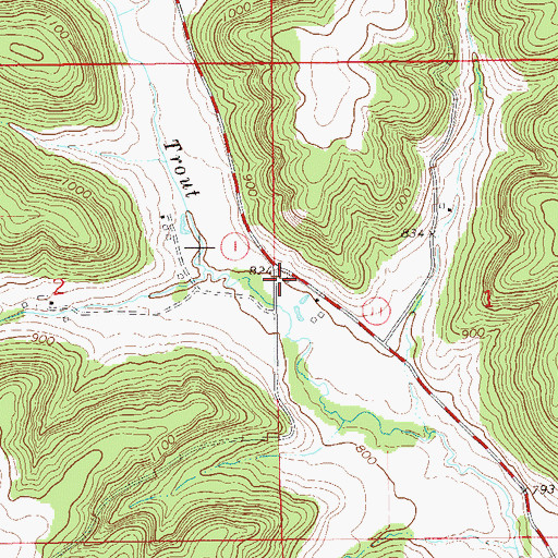 Topographic Map of Trout Creek School (historical), WI