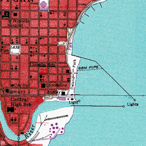 Topographic Map of Deland Park, WI