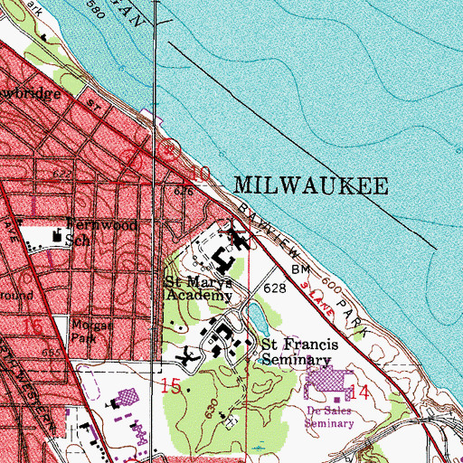 Topographic Map of Montessori Institute of Milwaukee, WI