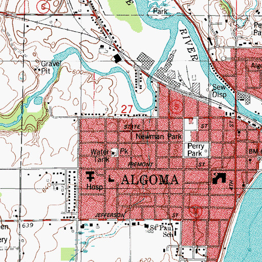 Topographic Map of Algoma Marina Incorporated, WI
