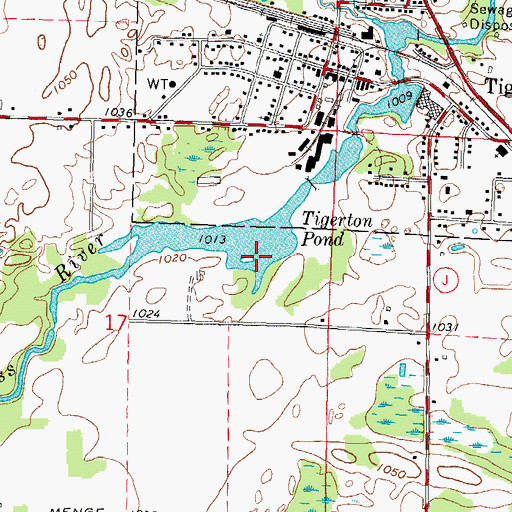 Topographic Map of Upper Tigerton Pond, WI