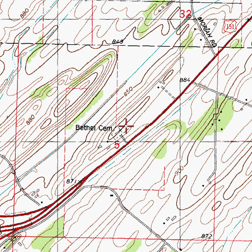 Topographic Map of Bethel Cemetery, WI