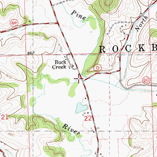 Topographic Map of Buck Creek, WI