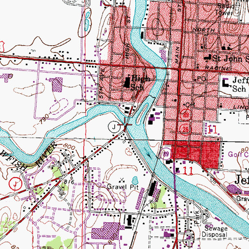 Topographic Map of Crawfish River, WI