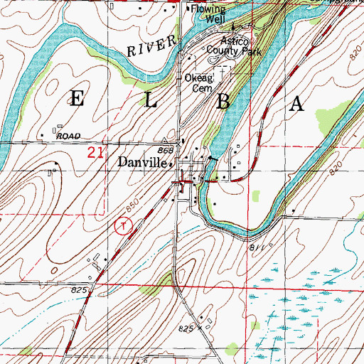 Topographic Map of Danville, WI
