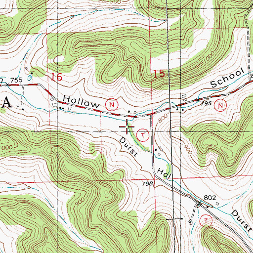 Topographic Map of Durst Hollow, WI