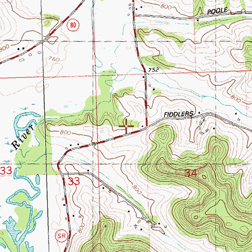Topographic Map of Fiddlers Green School (historical), WI
