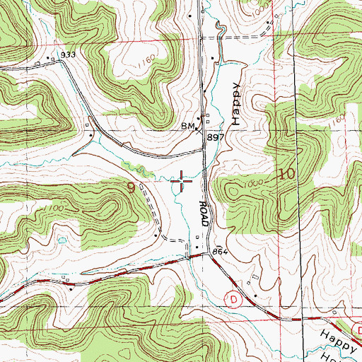 Topographic Map of Happy Hollow, WI