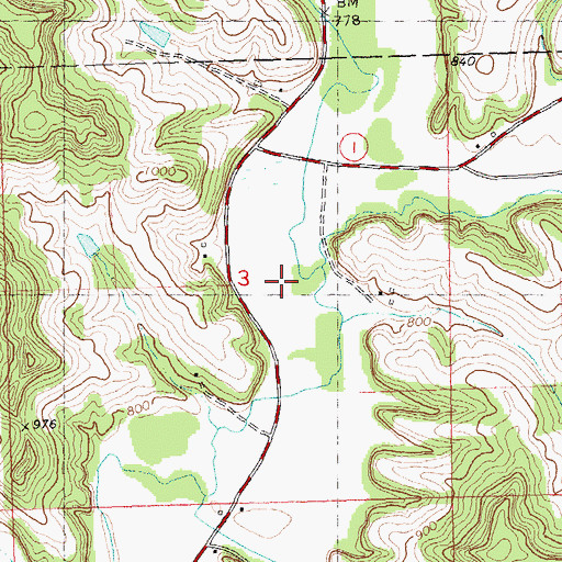 Topographic Map of Hawkins Creek, WI