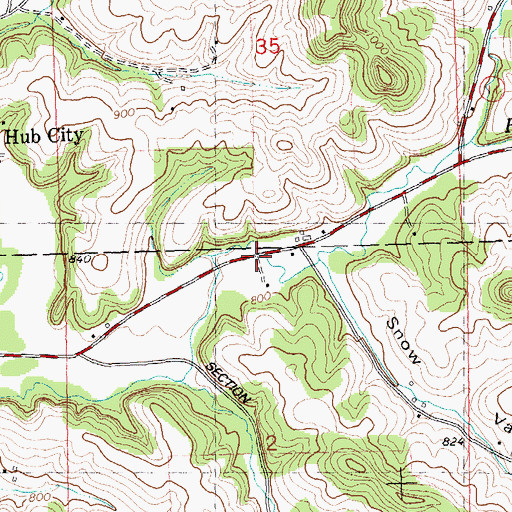 Topographic Map of Hawkins Creek School (historical), WI
