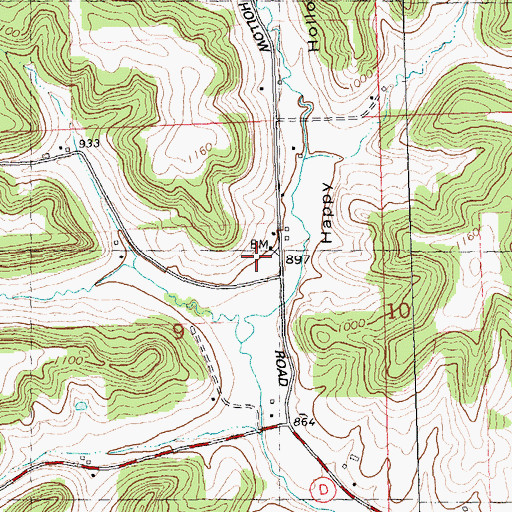 Topographic Map of Hillside School (historical), WI