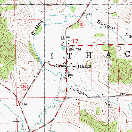 Topographic Map of Ithaca, WI