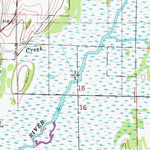 Topographic Map of Lau Creek, WI