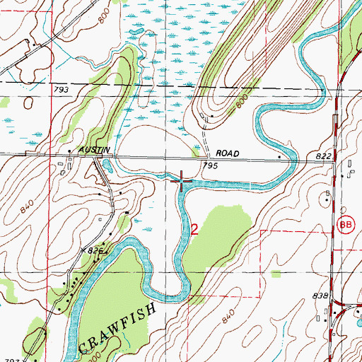 Topographic Map of Mud Creek, WI