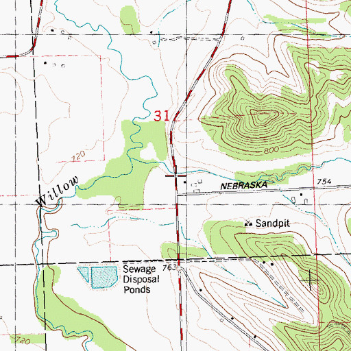 Topographic Map of Nebraska Hollow, WI