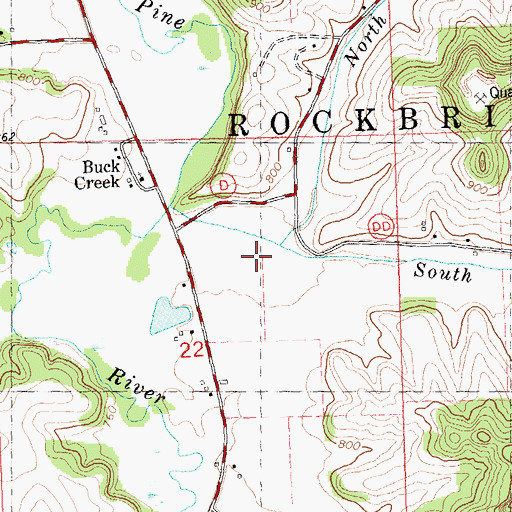 Topographic Map of North Buck Creek, WI