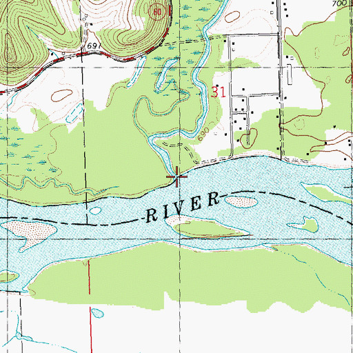 Topographic Map of Pine River, WI