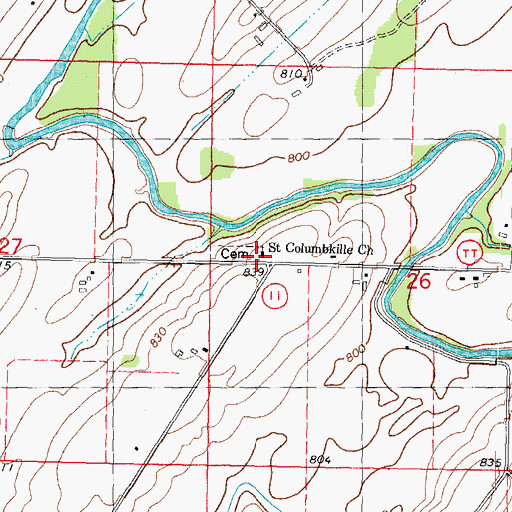 Topographic Map of Saint Columbkille Church, WI