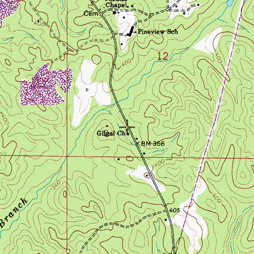 Topographic Map of Mount Calvary School (historical), AL