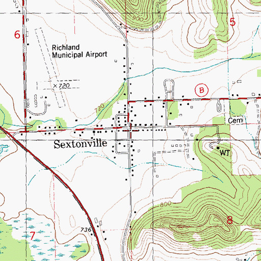 Topographic Map of Sextonville, WI