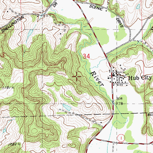 Topographic Map of Soules Creek, WI
