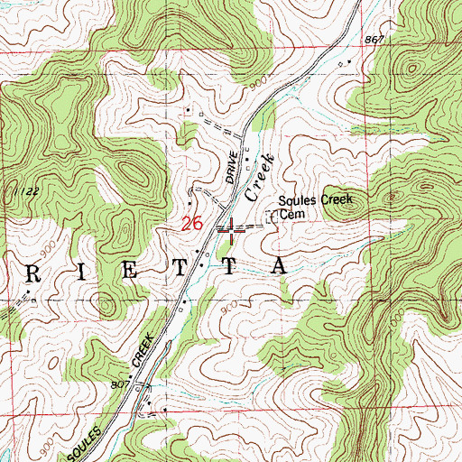 Topographic Map of Soules Creek Cemetery, WI