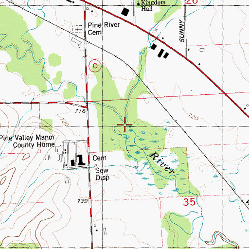 Topographic Map of Spring Creek, WI
