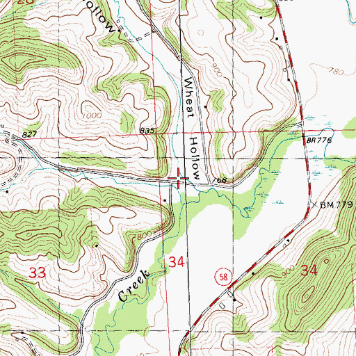 Topographic Map of Wheat Hollow, WI