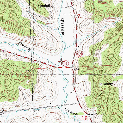 Topographic Map of Misslich Creek, WI