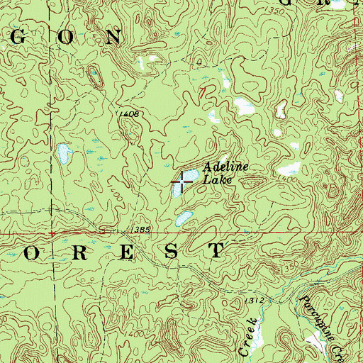 Topographic Map of Adeline Lake, WI