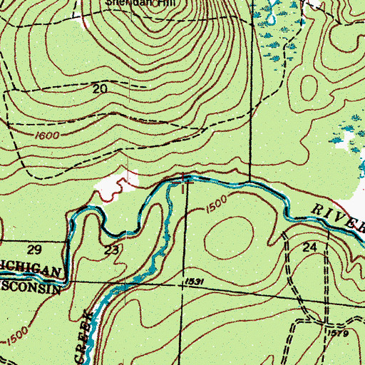 Topographic Map of Allen Creek, WI