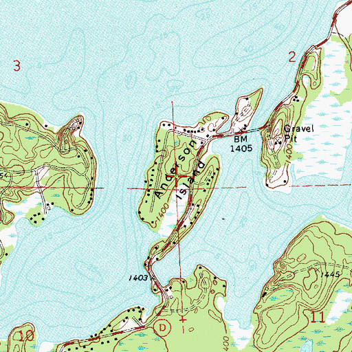 Topographic Map of Anderson Island, WI