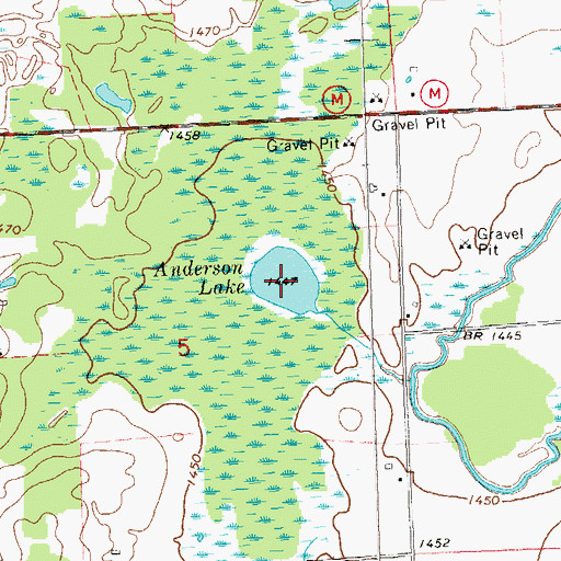 Topographic Map of Anderson Lake, WI