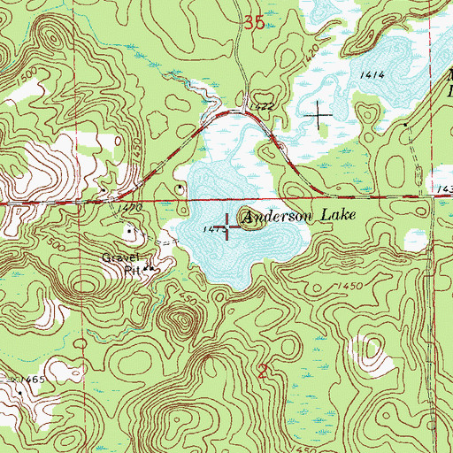 Topographic Map of Anderson Lake, WI