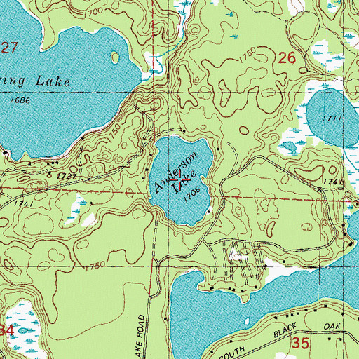 Topographic Map of Anderson Lake, WI