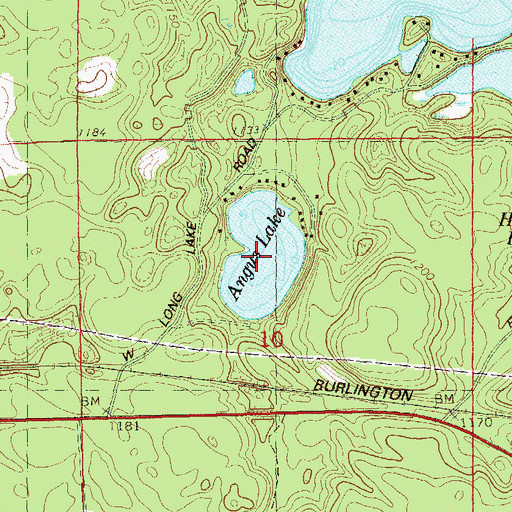 Topographic Map of Angus Lake, WI