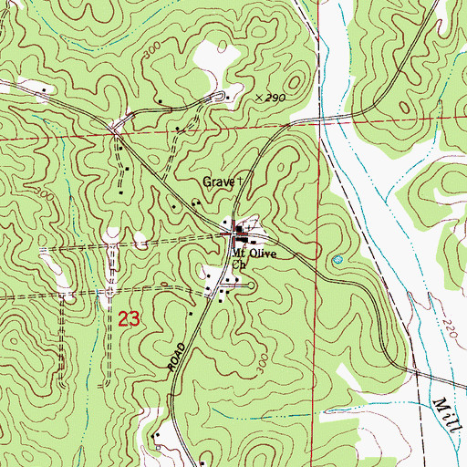Topographic Map of Mount Olive, AL