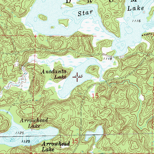 Topographic Map of Anodanta Lake, WI