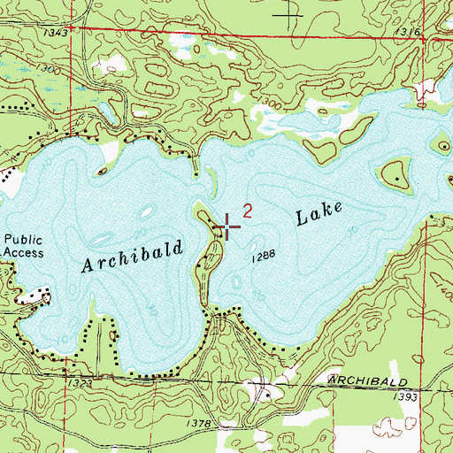 Topographic Map of Archibald Lake, WI